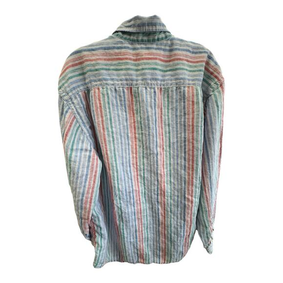 Tommy Bahama Relax Shirt Men's XL Linen Long Sleeve Red Blue Green Striped - Picture 4 of 4